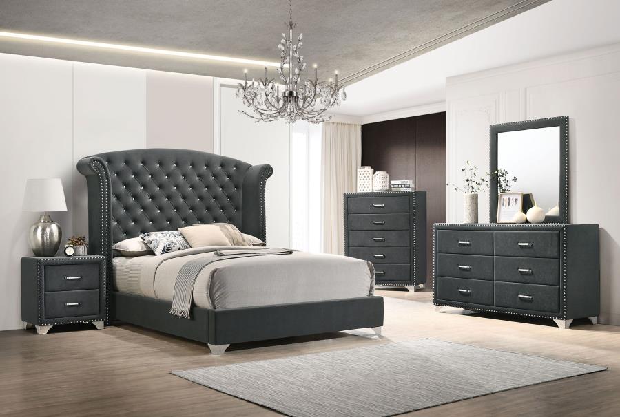 MELODY UPHOLSTERED 2-DRAWER NIGHTSTAND GREY