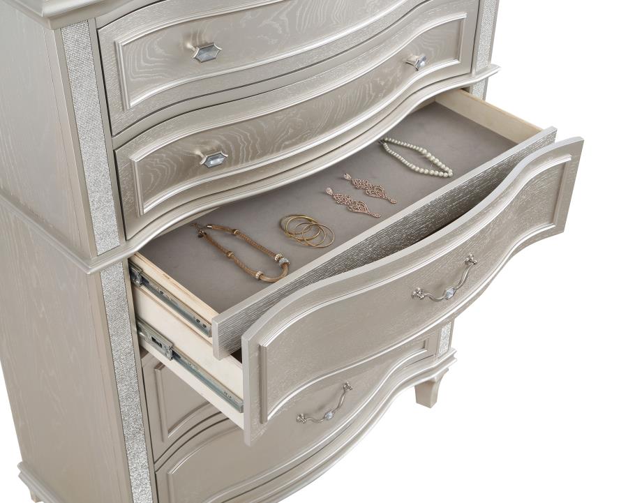 EVANGELINE 6-DRAWER BEDROOM CHEST SILVER OAK