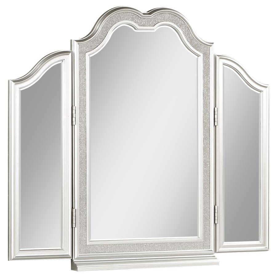 EVANGELINE 4-DRAWER VANITY SET WITH STOOL SILVER OAK