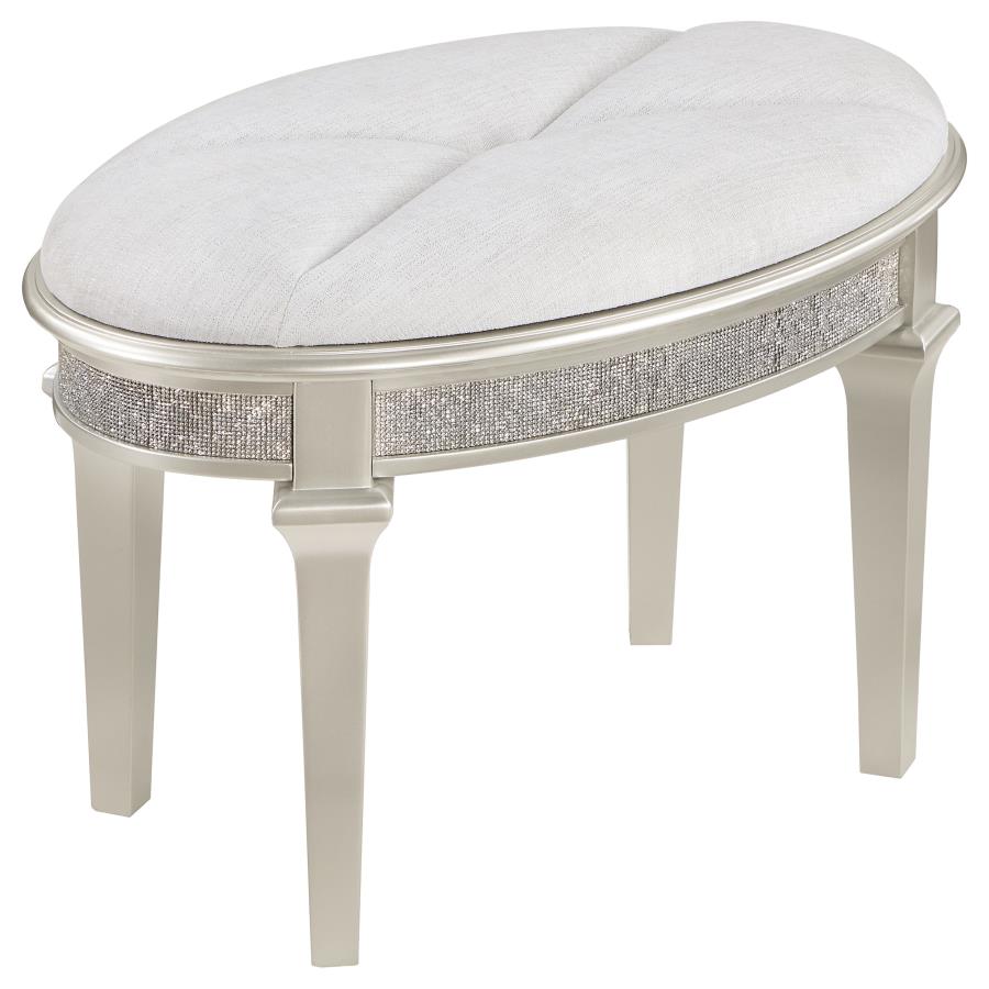 EVANGELINE 4-DRAWER VANITY SET WITH STOOL SILVER OAK