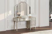 EVANGELINE 4-DRAWER VANITY SET WITH STOOL SILVER OAK