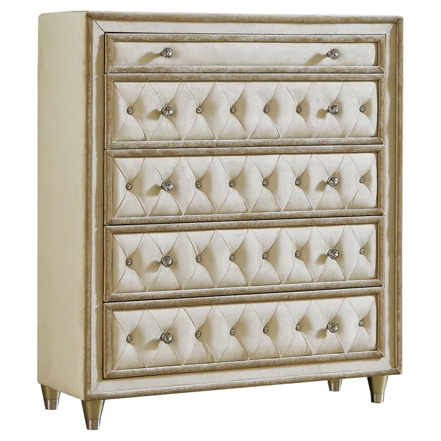 ANTONELLA 5-DRAWER BEDROOM CHEST IVORY AND CAMEL