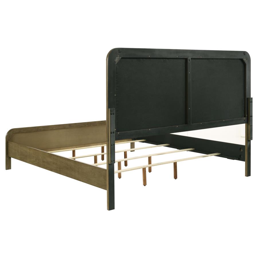 AMSBURY 59-INCH UPHOLSTERED QUEEN BED NUTMEG
