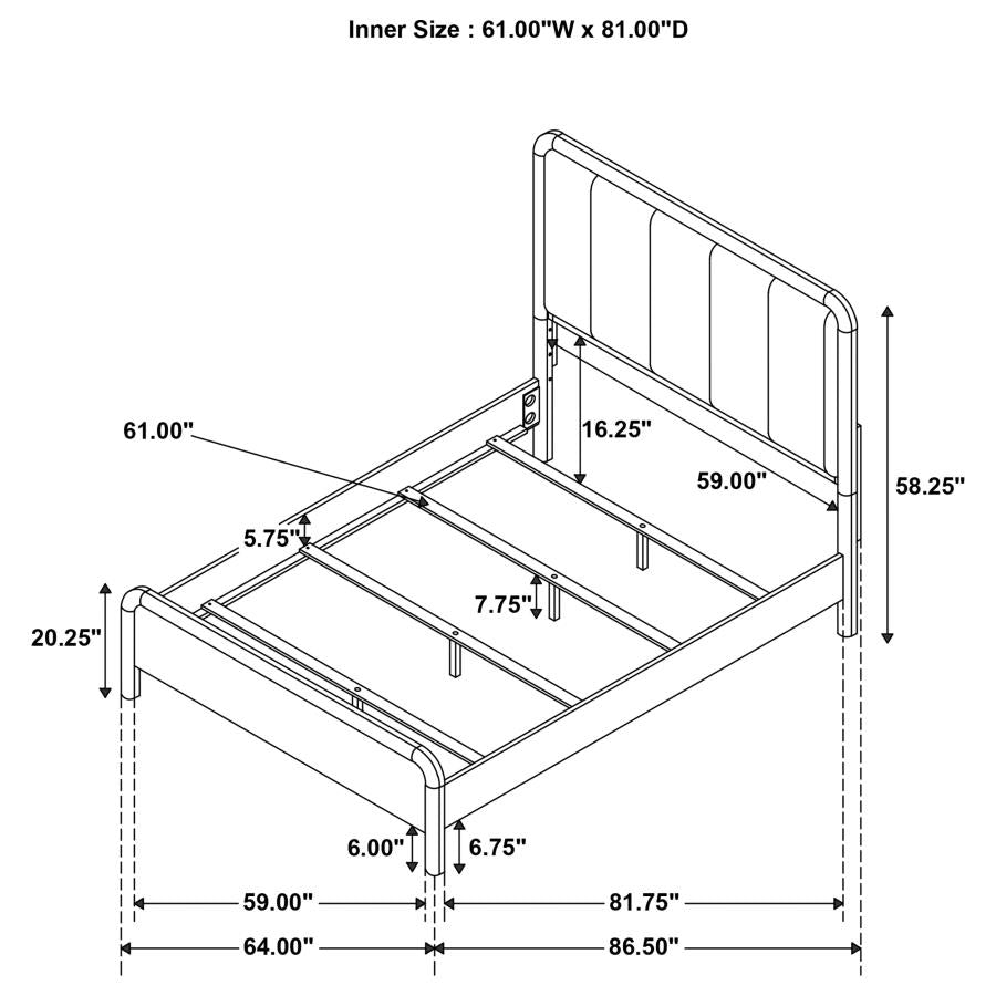 AMSBURY 59-INCH UPHOLSTERED QUEEN BED NUTMEG