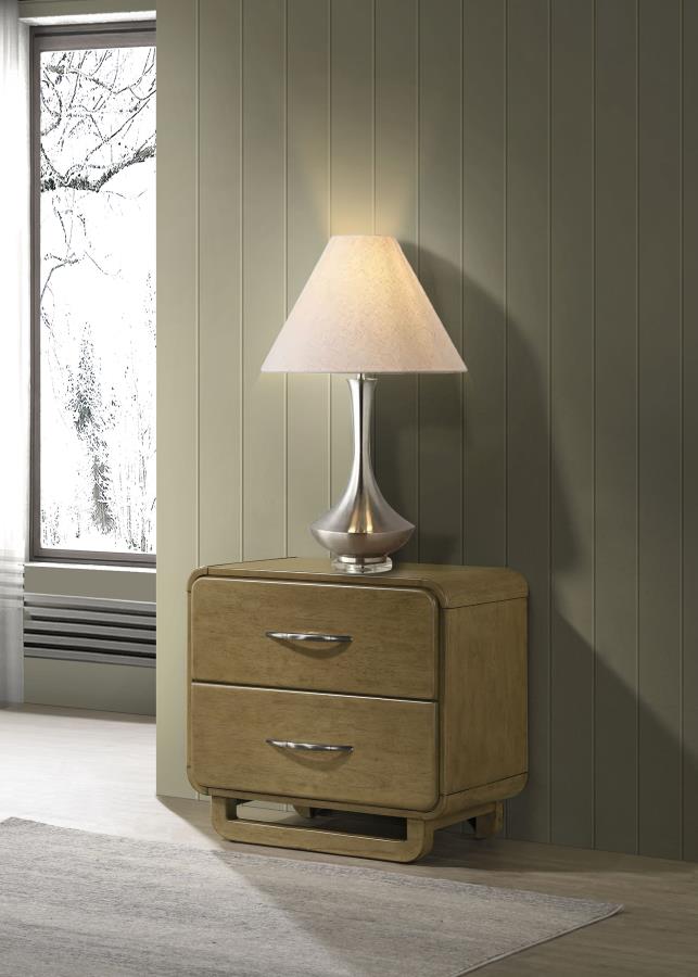 AMSBURY 2-DRAWER NIGHTSTAND BEDSIDE TABLE NUTMEG