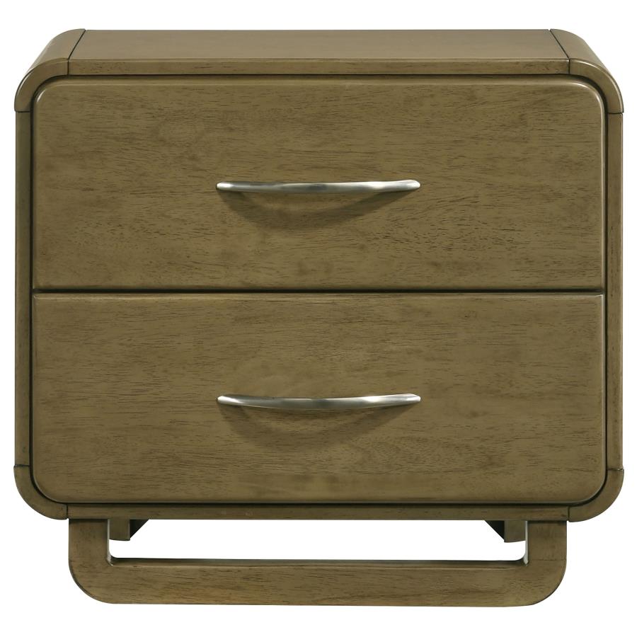 AMSBURY 2-DRAWER NIGHTSTAND BEDSIDE TABLE NUTMEG