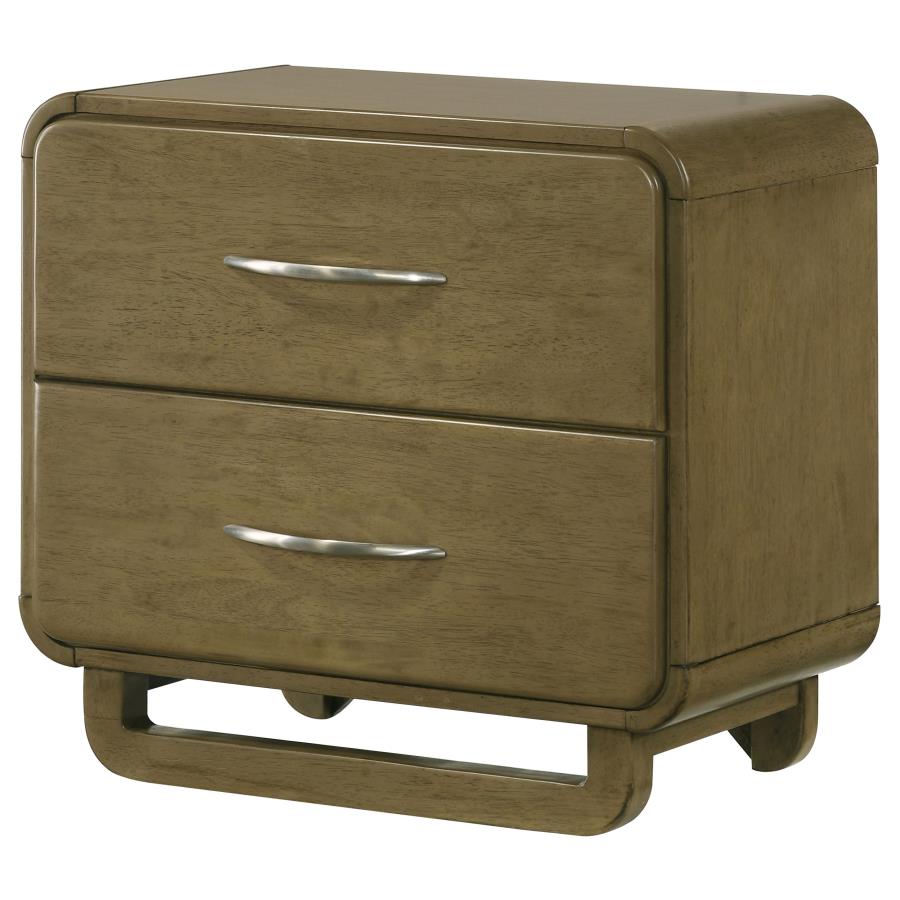 AMSBURY 2-DRAWER NIGHTSTAND BEDSIDE TABLE NUTMEG