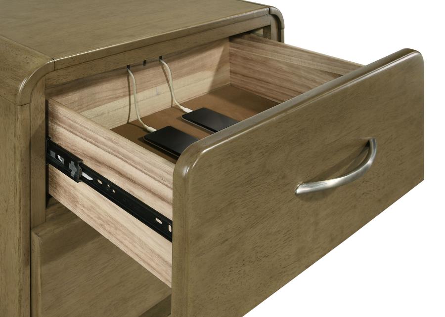AMSBURY 2-DRAWER NIGHTSTAND BEDSIDE TABLE NUTMEG