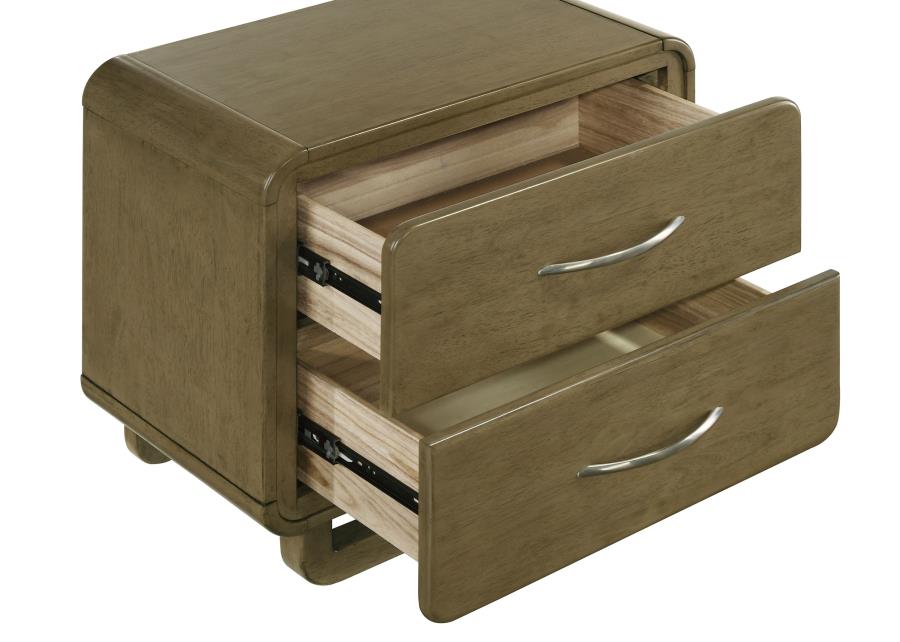 AMSBURY 2-DRAWER NIGHTSTAND BEDSIDE TABLE NUTMEG