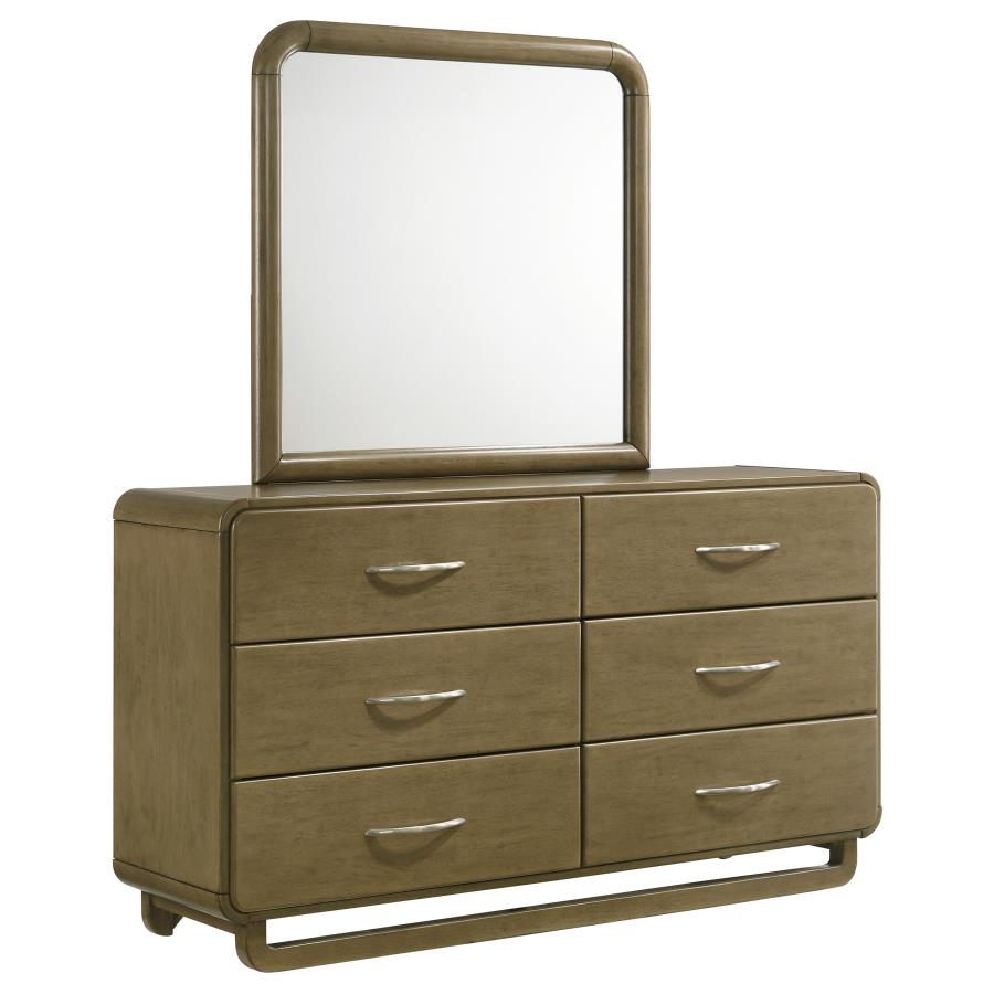 AMSBURY 6-DRAWER DRESSER AND MIRROR NUTMEG
