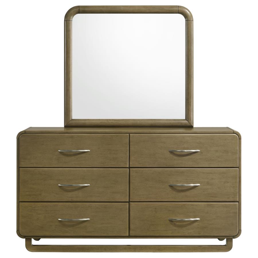 AMSBURY 6-DRAWER DRESSER AND MIRROR NUTMEG