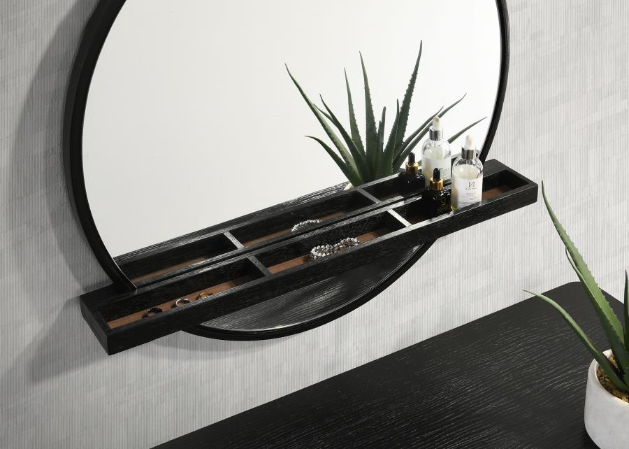 ARINI 2-PIECE MAKEUP VANITY TABLE AND MIRROR SET BLACK