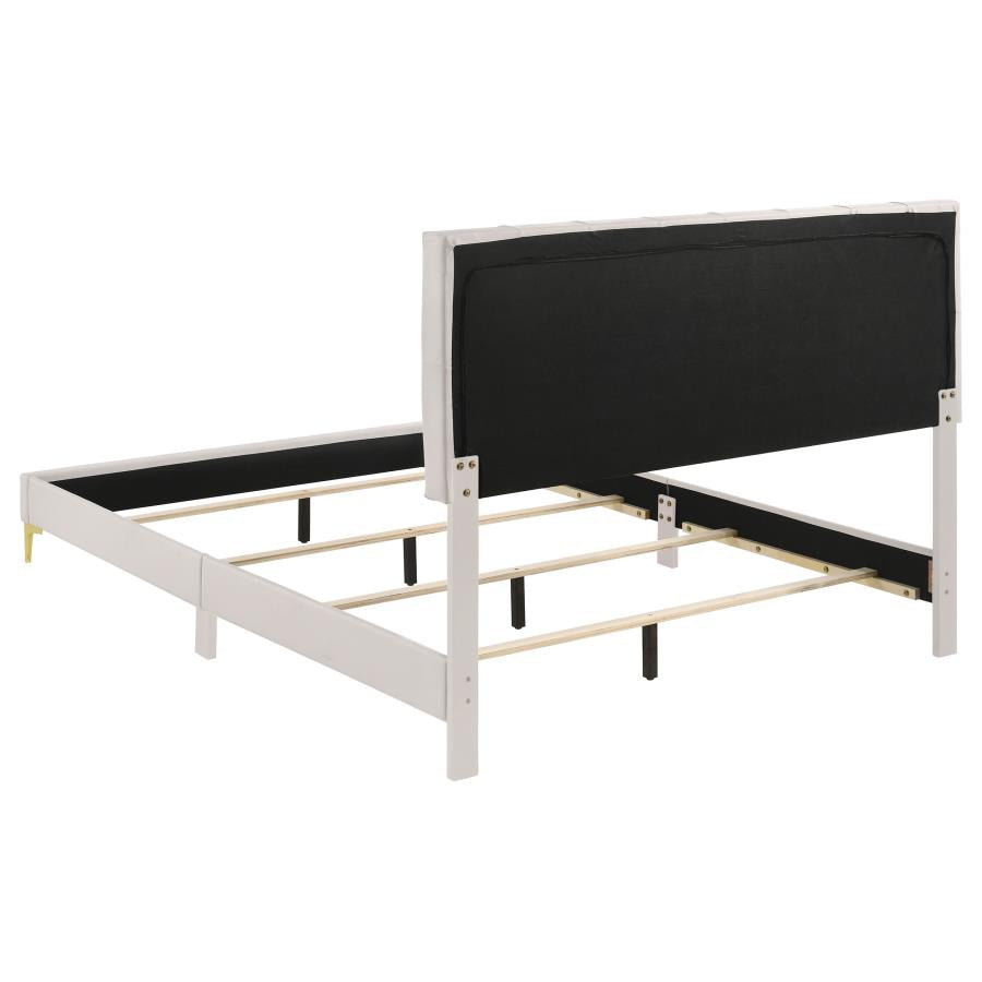 KENDALL UPHOLSTERED PANEL BED WHITE