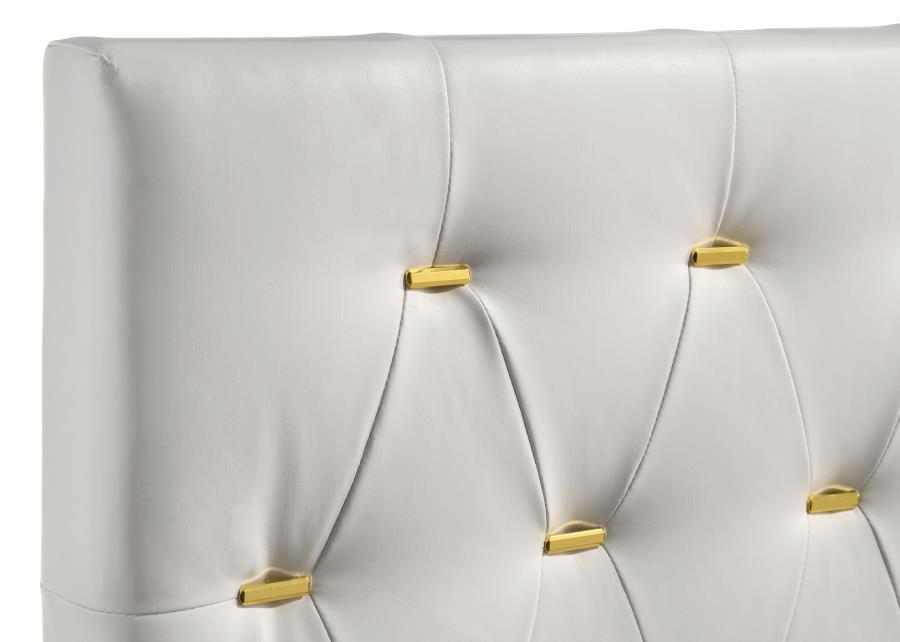 KENDALL UPHOLSTERED PANEL BED WHITE