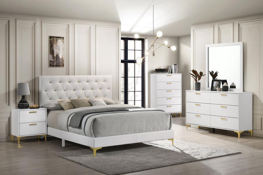 KENDALL UPHOLSTERED PANEL BED WHITE