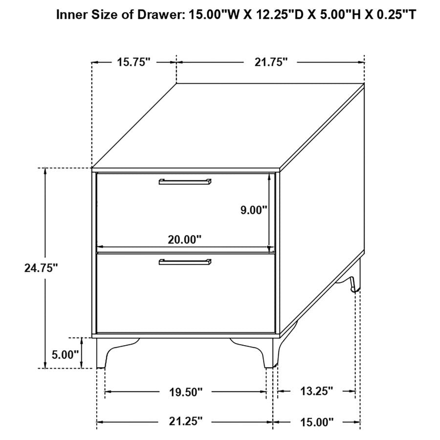 KENDALL 2-DRAWER NIGHTSTAND WHITE