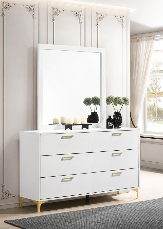 KENDALL 6-DRAWER DRESSER WITH MIRROR WHITE