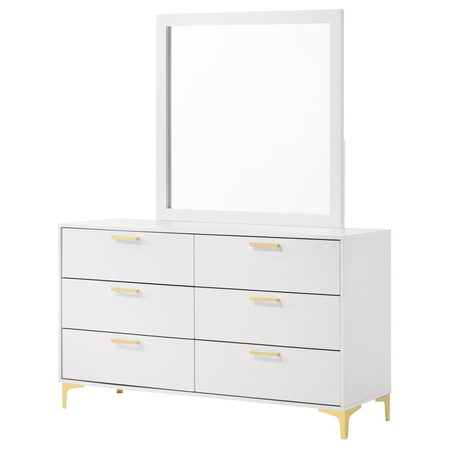KENDALL 6-DRAWER DRESSER WITH MIRROR WHITE