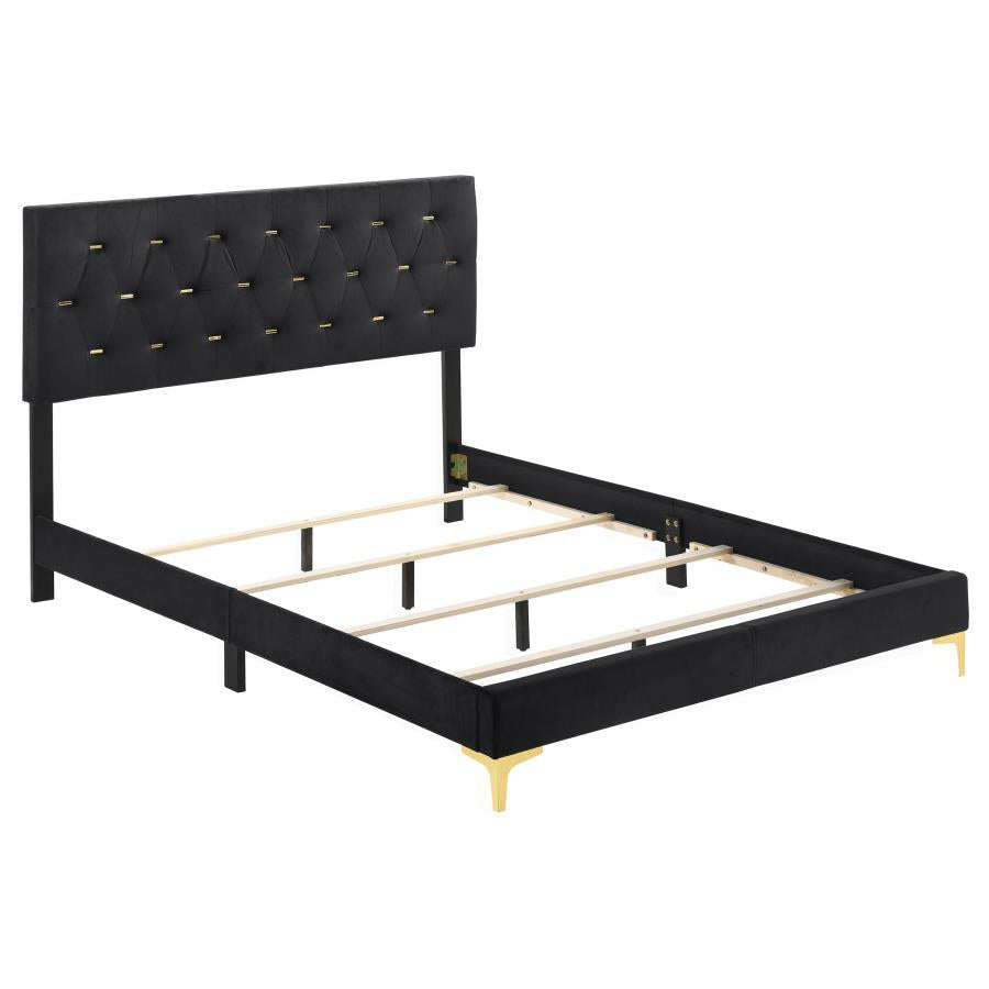 KENDALL UPHOLSTERED PANEL BED BLACK