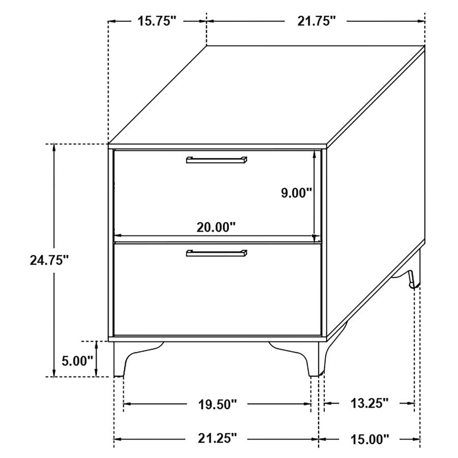 KENDALL 2-DRAWER NIGHTSTAND BLACK
