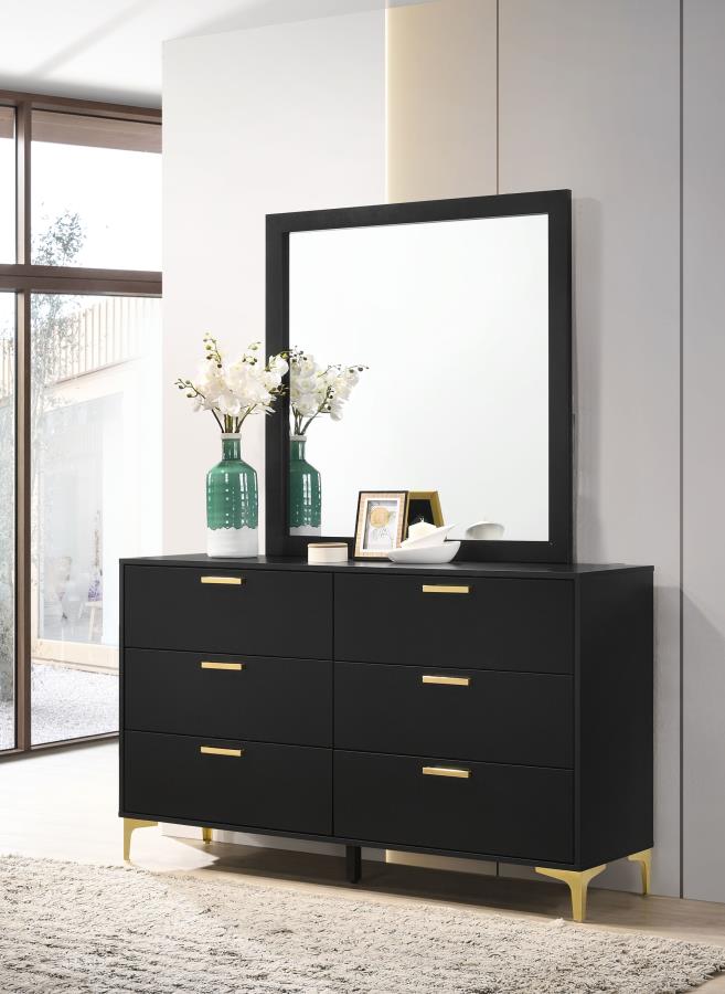 KENDALL 6-DRAWER DRESSER WITH MIRROR BLACK