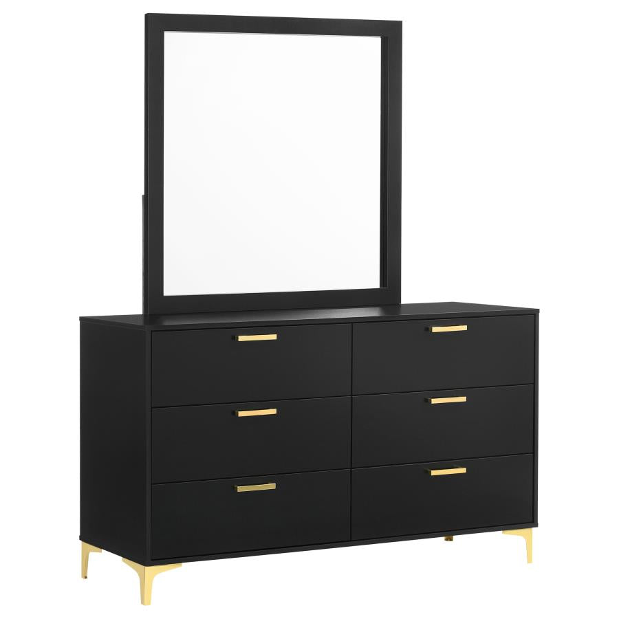 KENDALL 6-DRAWER DRESSER WITH MIRROR BLACK