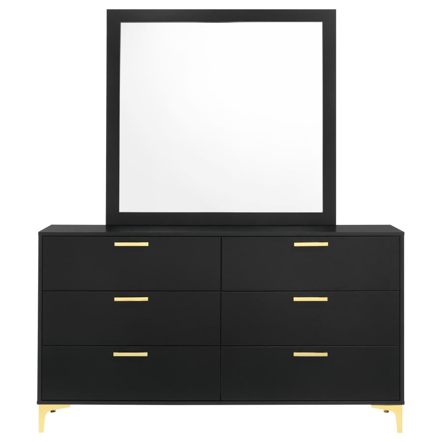 KENDALL 6-DRAWER DRESSER WITH MIRROR BLACK