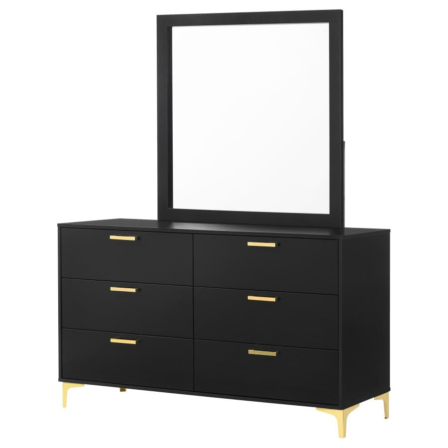 KENDALL 6-DRAWER DRESSER WITH MIRROR BLACK