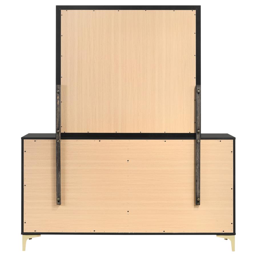 KENDALL 6-DRAWER DRESSER WITH MIRROR BLACK