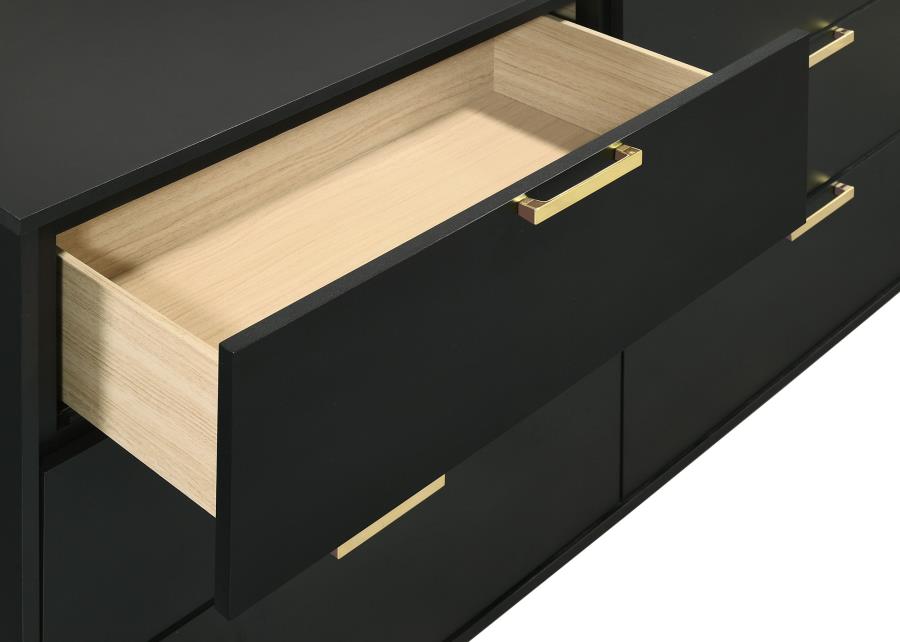 KENDALL 6-DRAWER DRESSER WITH MIRROR BLACK