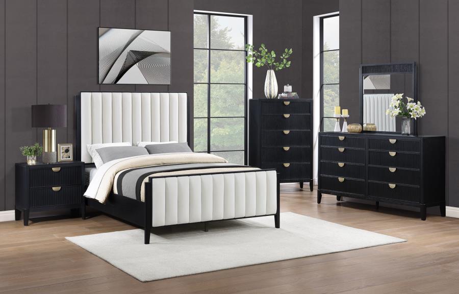 BROOKMEAD 5-PIECE UPHOLSTERED BEDROOM SET BLACK