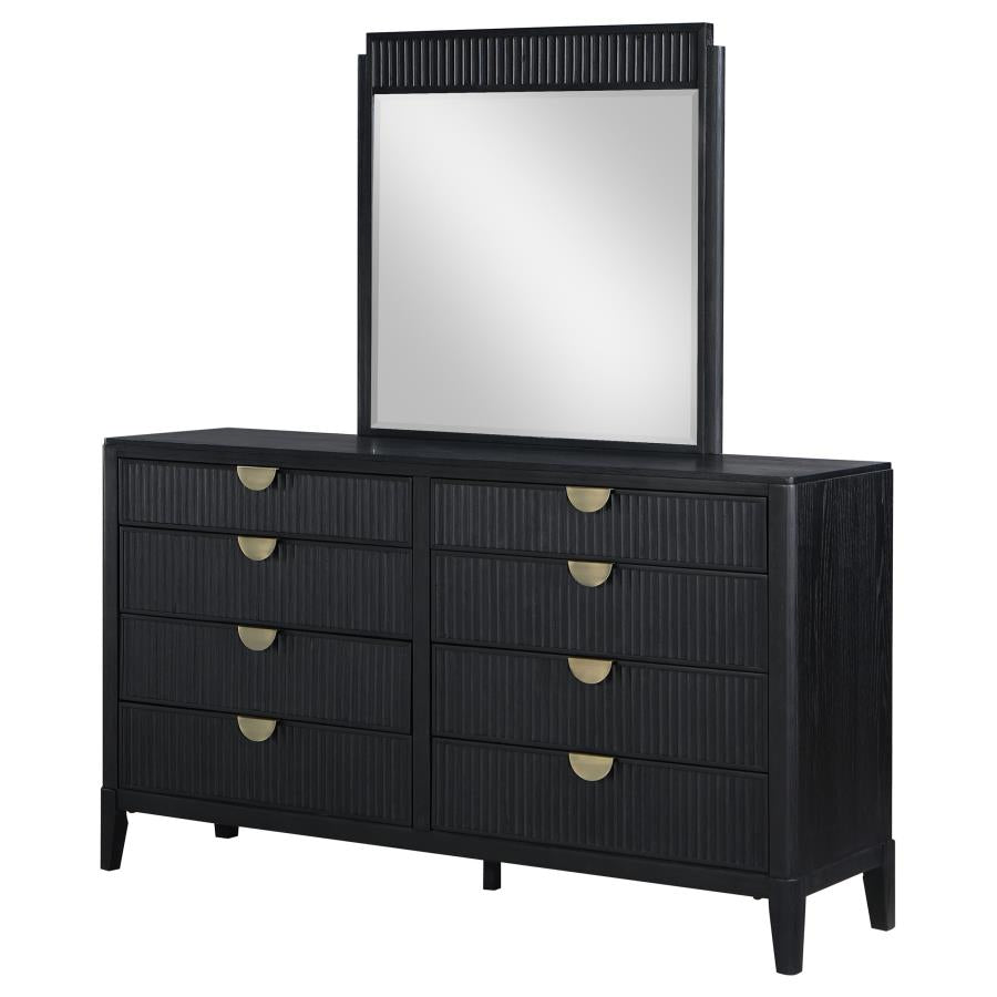 BROOKMEAD 8-DRAWER DRESSER WITH MIRROR BLACK