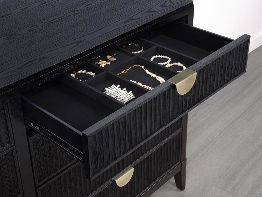 BROOKMEAD 8-DRAWER DRESSER WITH MIRROR BLACK