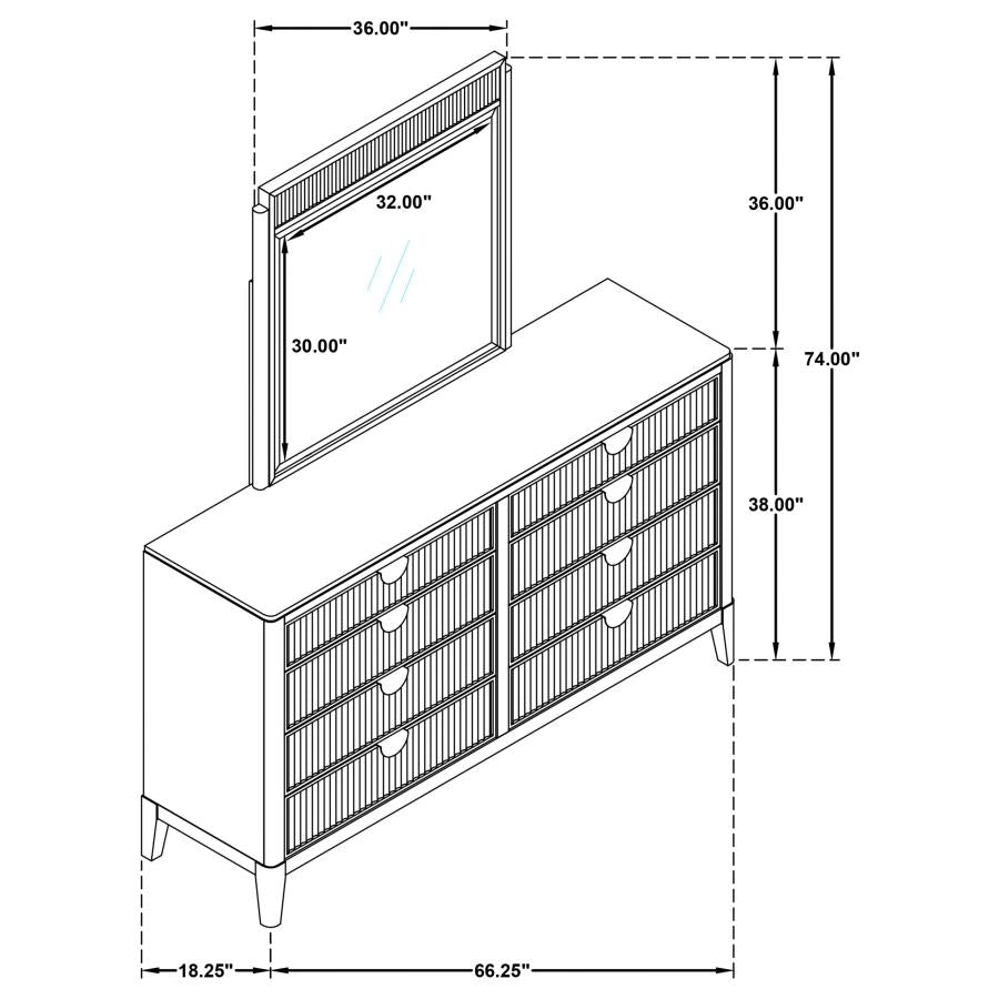 BROOKMEAD 8-DRAWER DRESSER WITH MIRROR BLACK