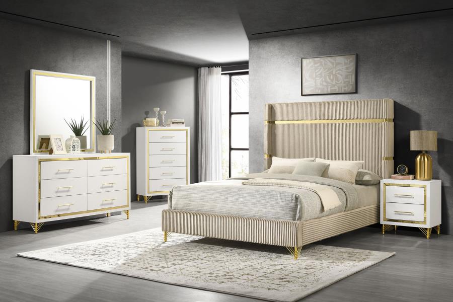 LUCIA 5-PIECE BEDROOM SET BEIGE AND WHITE