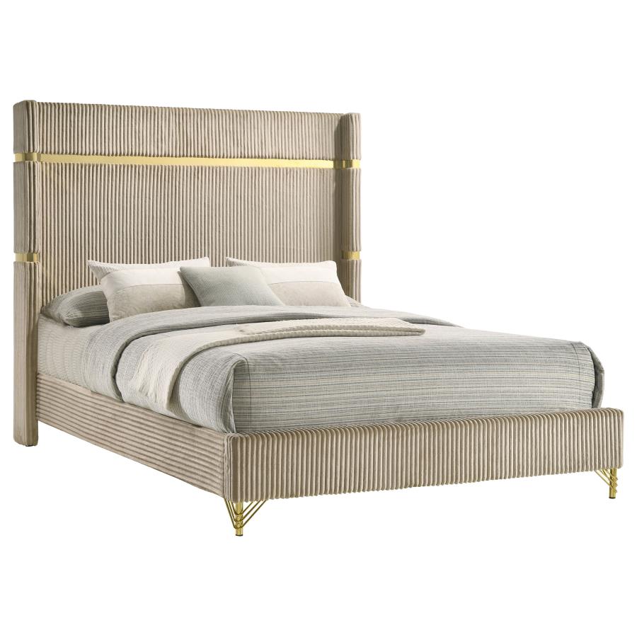 LUCIA 61-INCH UPHOLSTERED WINGBACK BED BEIGE