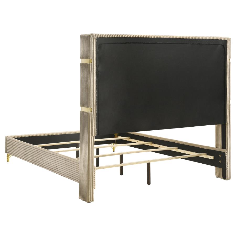LUCIA 61-INCH UPHOLSTERED WINGBACK BED BEIGE