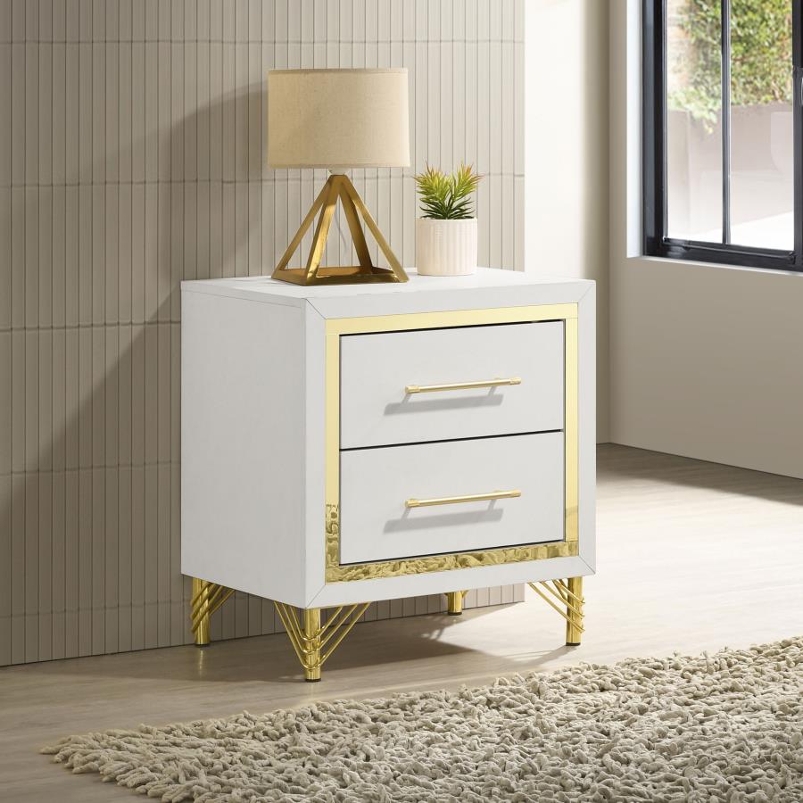 LUCIA 2-DRAWER NIGHTSTAND BEDSIDE TABLE WHITE