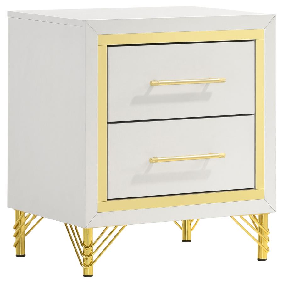 LUCIA 2-DRAWER NIGHTSTAND BEDSIDE TABLE WHITE