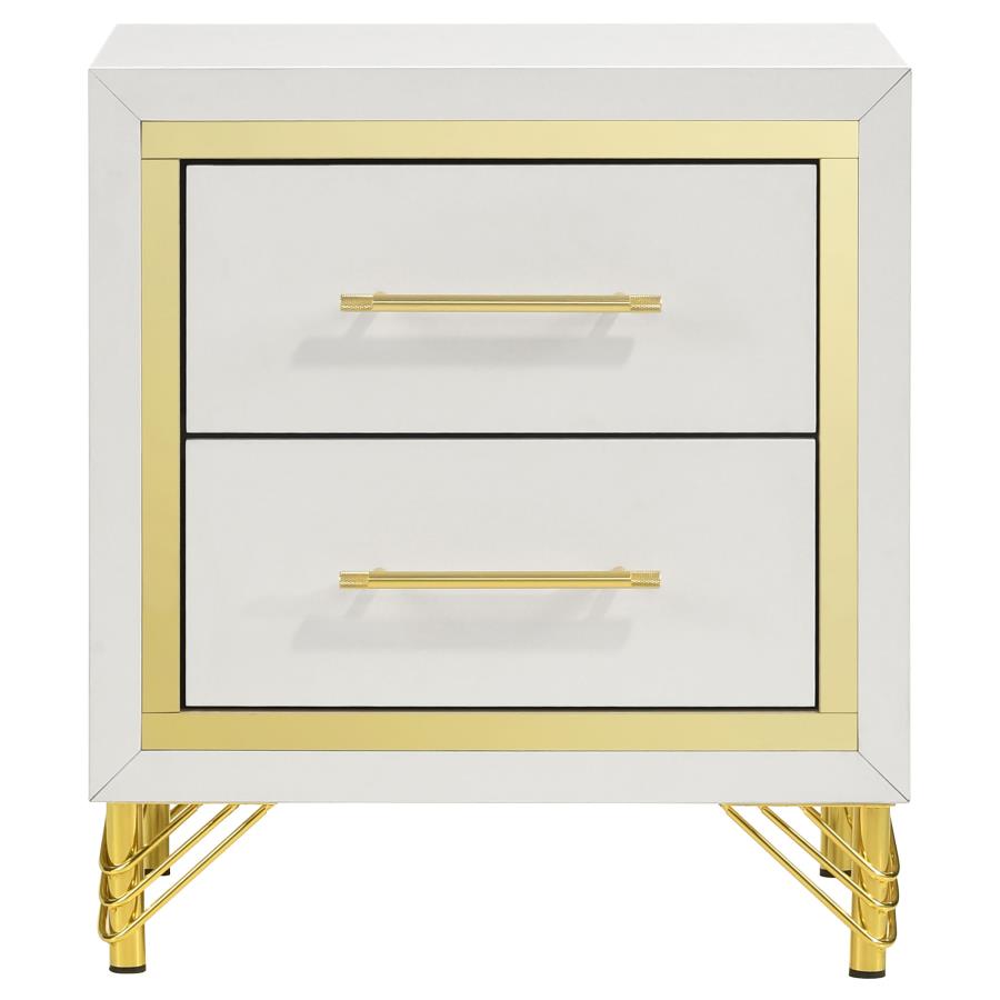 LUCIA 2-DRAWER NIGHTSTAND BEDSIDE TABLE WHITE