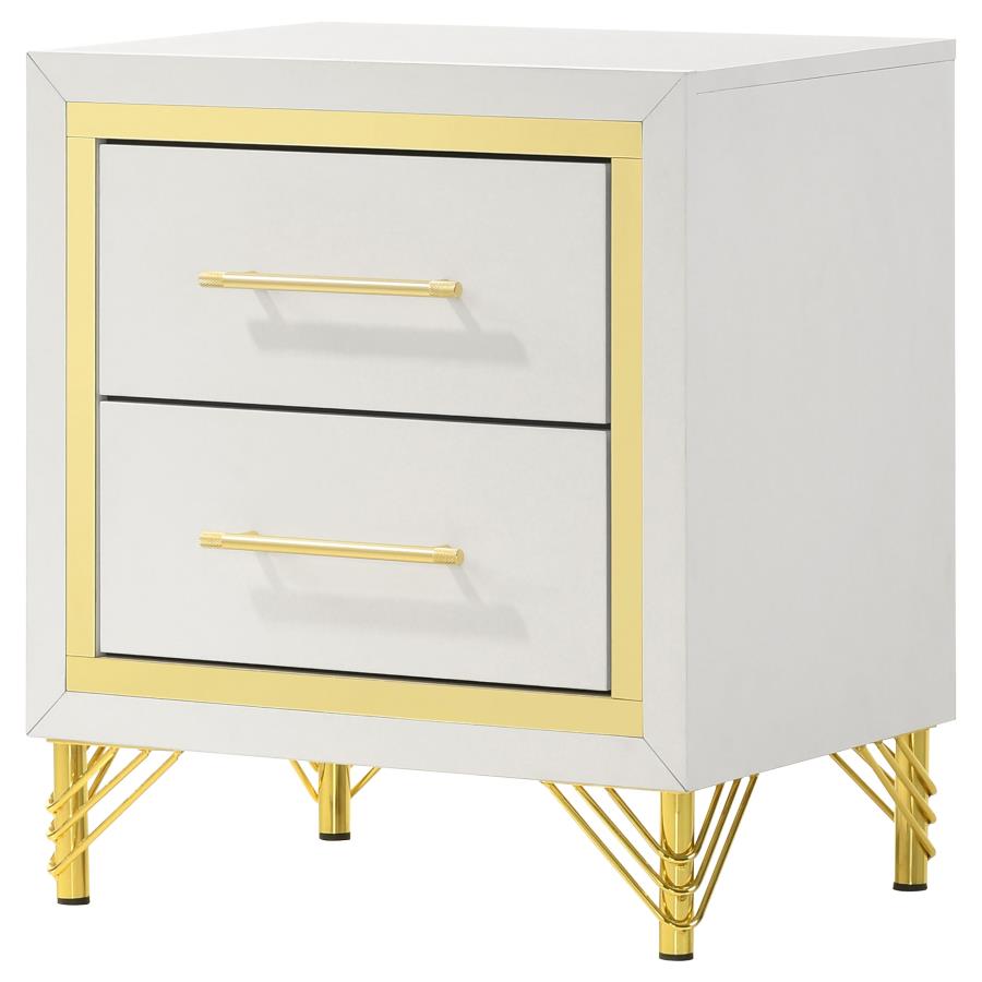 LUCIA 2-DRAWER NIGHTSTAND BEDSIDE TABLE WHITE