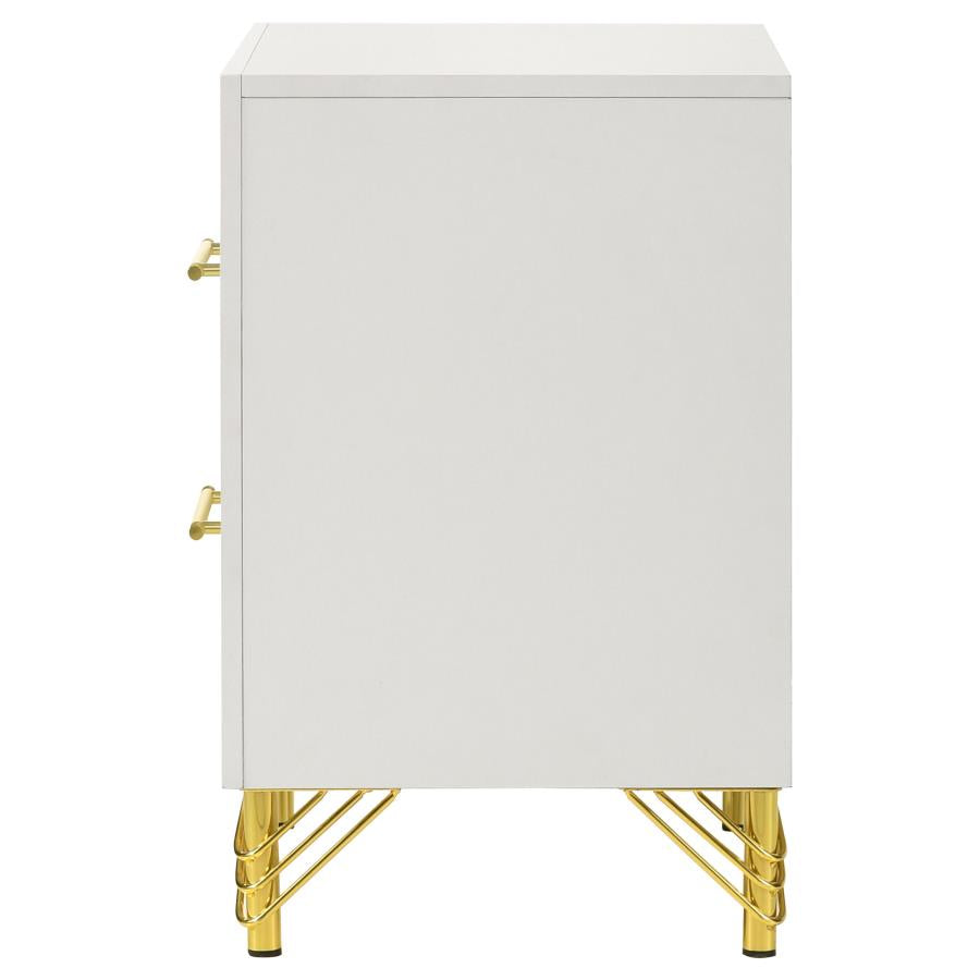LUCIA 2-DRAWER NIGHTSTAND BEDSIDE TABLE WHITE