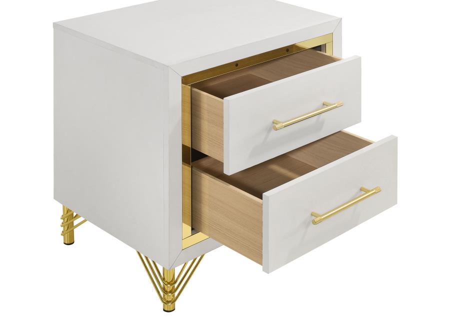 LUCIA 2-DRAWER NIGHTSTAND BEDSIDE TABLE WHITE