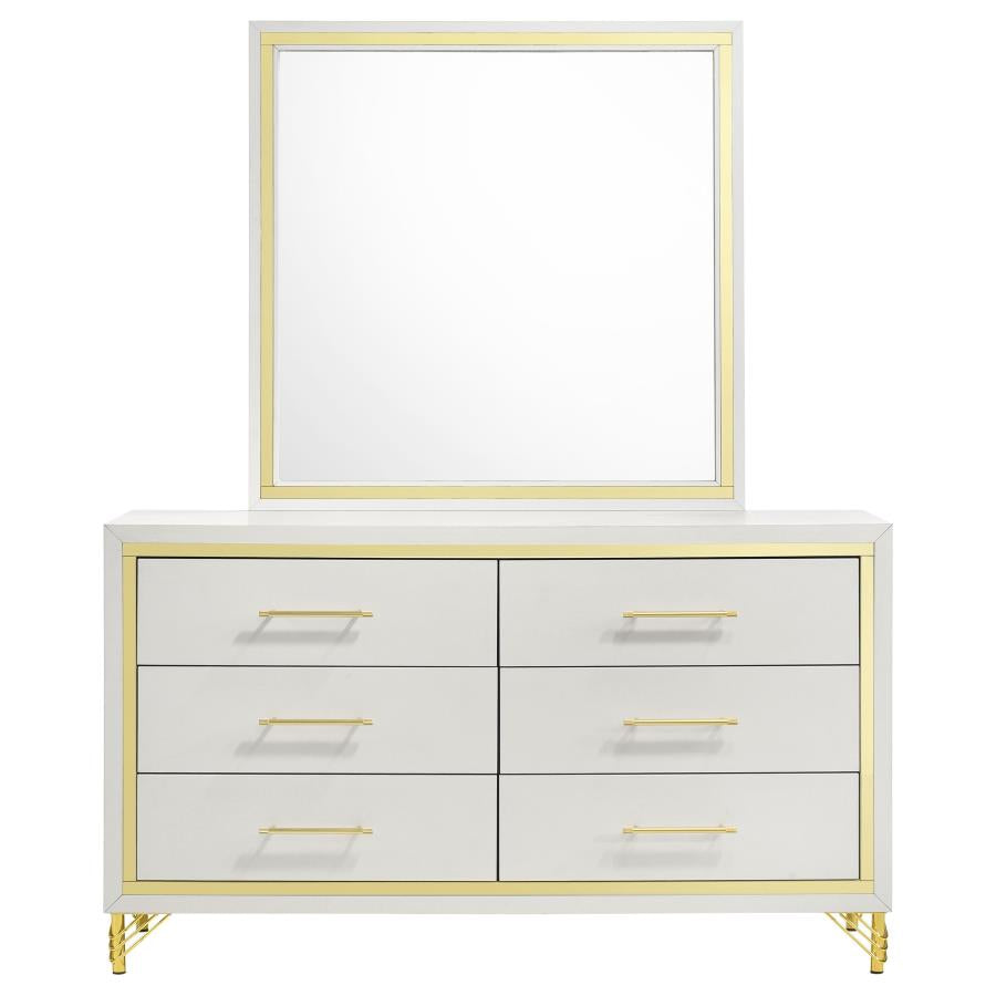LUCIA 6-DRAWER DRESSER WITH MIRROR WHITE