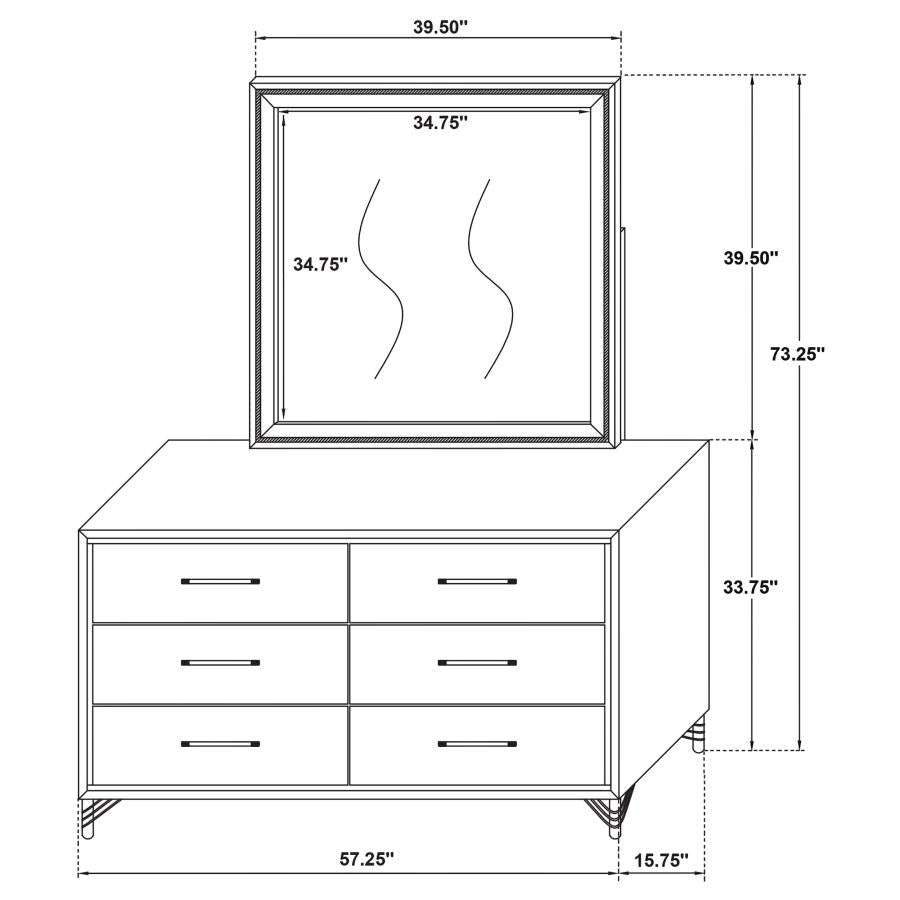 LUCIA 6-DRAWER DRESSER WITH MIRROR WHITE