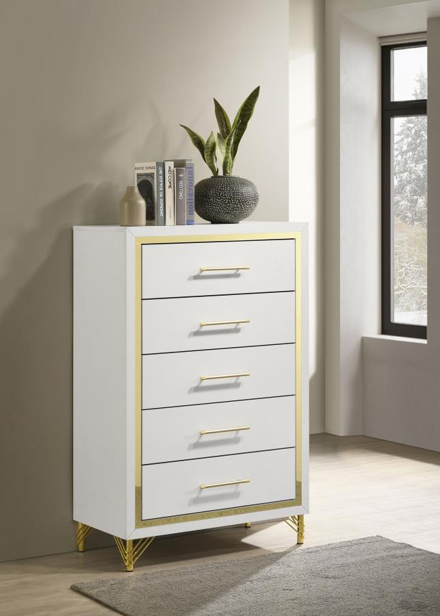 LUCIA 5-DRAWER BEDROOM CHEST OF DRAWERS WHITE