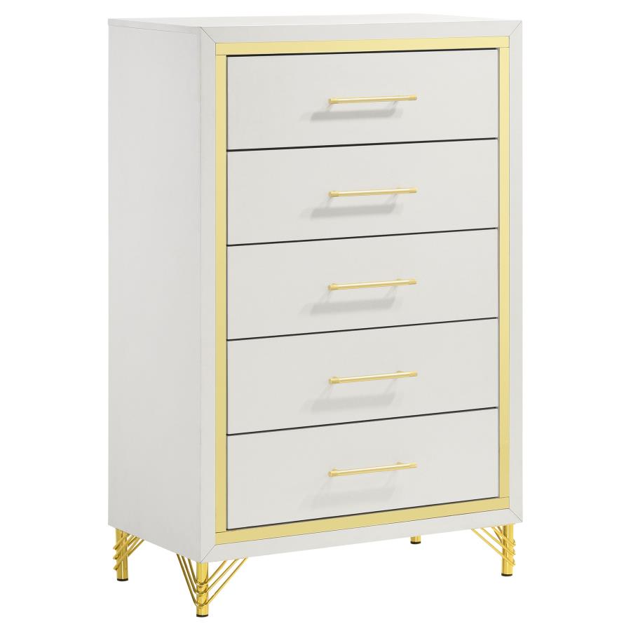 LUCIA 5-DRAWER BEDROOM CHEST OF DRAWERS WHITE