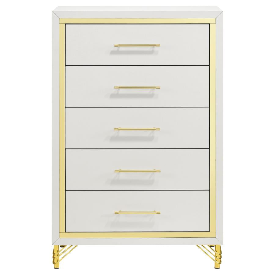 LUCIA 5-DRAWER BEDROOM CHEST OF DRAWERS WHITE