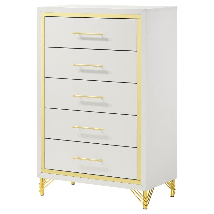 LUCIA 5-DRAWER BEDROOM CHEST OF DRAWERS WHITE