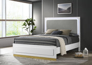 CARAWAY WOOD QUEEN LED PANEL BED WHITE